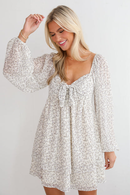 Completely Charismatic Ivory Floral Mini Dress