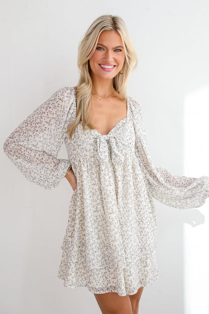 Completely Charismatic Ivory Floral Mini Dress